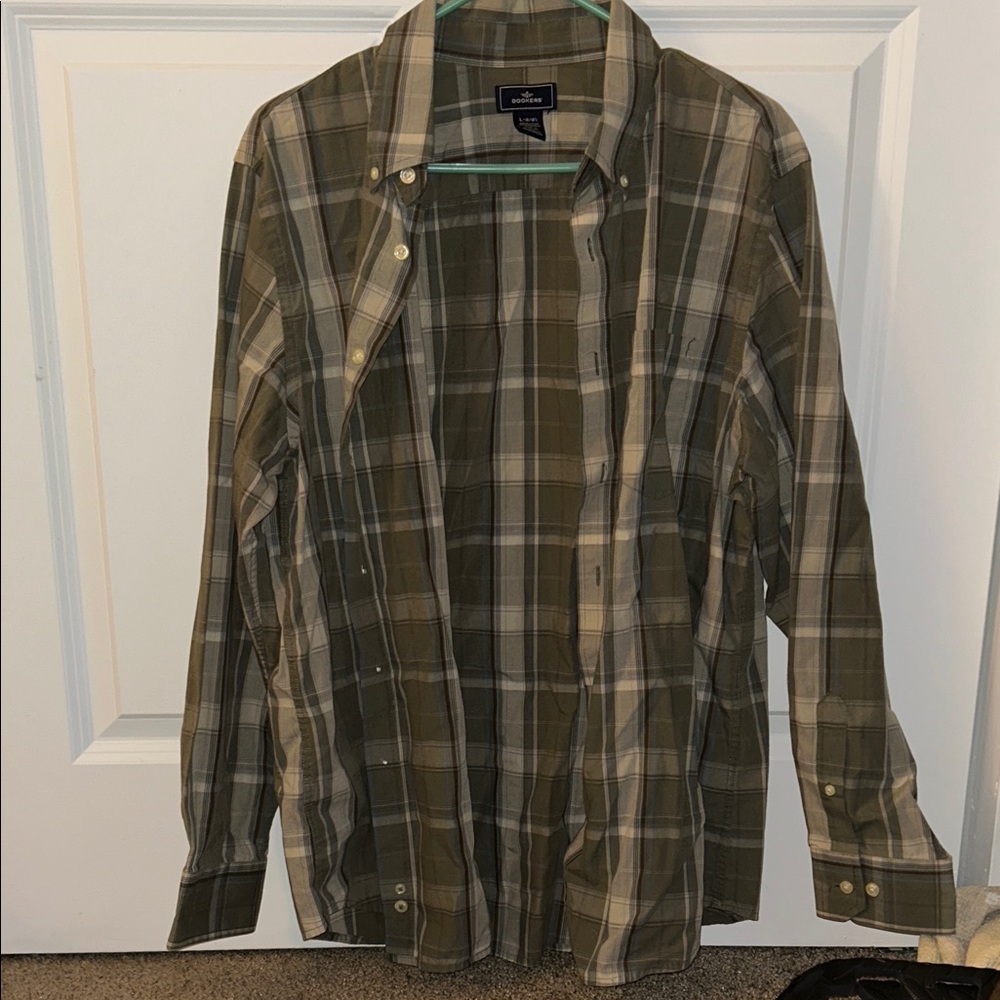 Dockers Olive Plaid Shirt Jacket